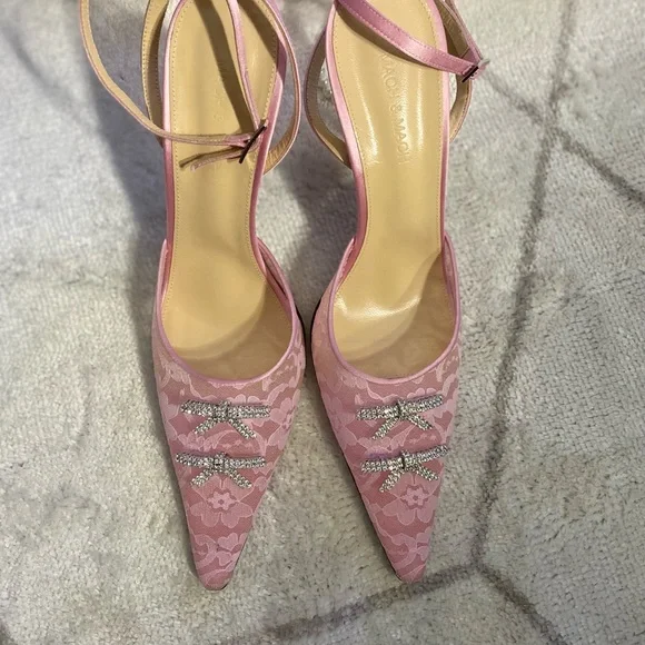 Mach & Mach Sheer Lace Mini Bow Heels - Picture 7 of 7